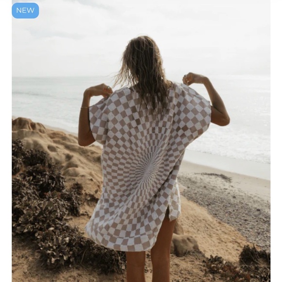 Sand Cloud Checkster Coverup, Warm Taupe, OS, NWT - Picture 2 of 5